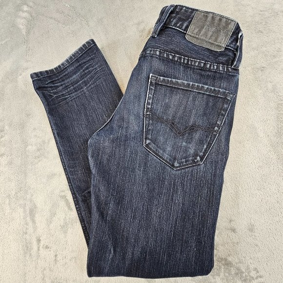 Guess Jeans Men's 28x28.5 Blue Whiskered Slim Straight Denim Casual Tag 28x30 - Picture 6 of 14